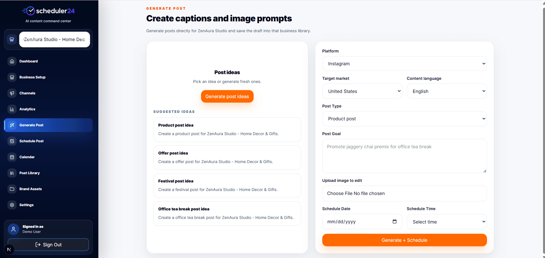 Scheduler24 generate post screen